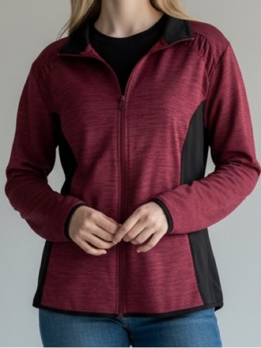 St John’s Bay Active Jacket Women PL  Pink Full Zip Athletic Lightweight Stretch